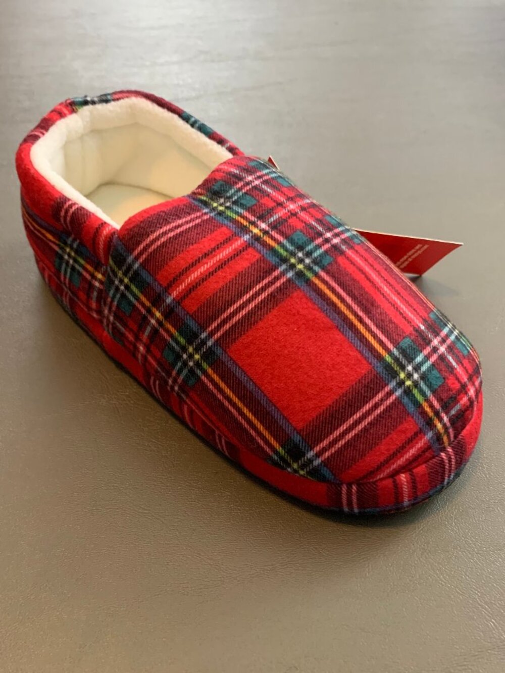 Family Pajamas Boys' or Girls' Unisex Kids Slippers, Red Plaid, Medium (13-1)